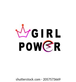 GIRL POWER inscription handwritten. GRL PWR hand lettering. Feminist print with slogan, phrase or quote. Modern vector illustration for t-shirt, sweatshirt or other apparel print.