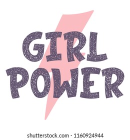 Girl Power inscription. Vector hand lettered phrase.