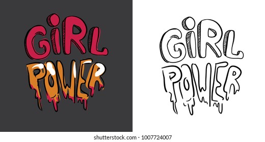 Girl power. Inspirational and motivation quote for fitness, gym. Modern calligraphic style. Hand lettering and custom typography for t-shirts, bags, for posters