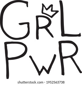 Girl power. Inspirational, motivational, positive quote to t-shirts, post cards, mugs, etc. Hand written