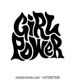 Girl power lettering. Can used for feministic poster, print, card, banner. Vector illustartion. 