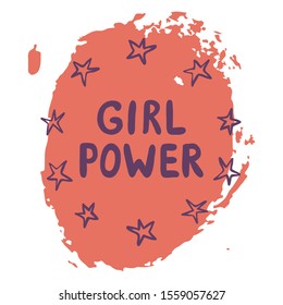 Girl Power lettering design for shirt, mug, card, banner, poster. Vector illustration isolated on white background. An inspiration quote.
