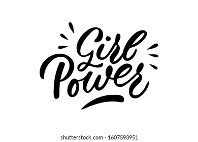 Girl power lettering. Drawn art sign. Feminism quote, motivational slogan