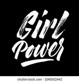 Girl Power lettering. Hand drawn brush pen grl pwr calligraphy. Inspiration power quote. Motivation inscription. International women's day 8 march.