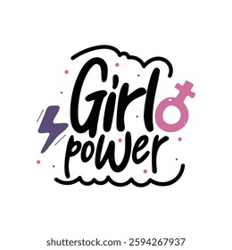 Girl Power Lettering Vector Design.