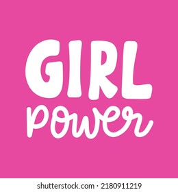 Girl Power Logo Lettering. Kawaii Pink Girls Power Logo