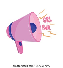 girl power megaphone icon isolated