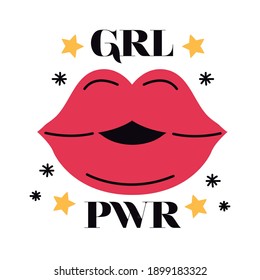 Girl power mouth design of Woman empowerment female feminism and rights theme Vector illustration