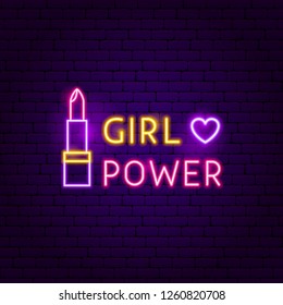 Girl Power Neon Sign. Vector Illustration of Fashion Promotion.