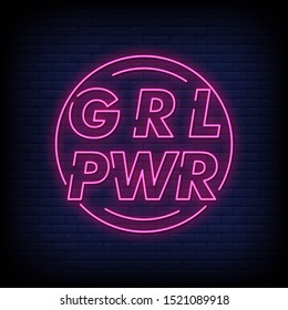 Girl Power Neon Signs Style Text Vector