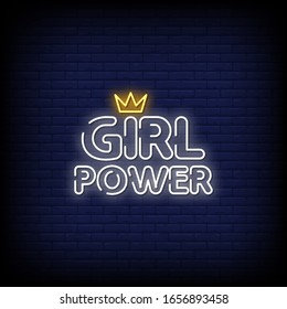 Girl Power Neon Signs Style Text Vector