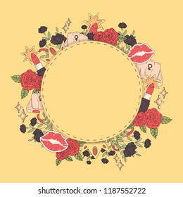 Girl Power on floral background vector