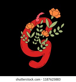Girl Power on floral background vetor