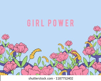 Girl Power on floral background vector