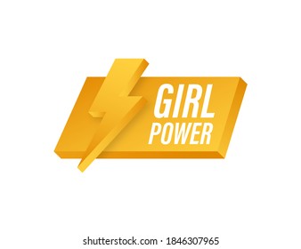 Girl power on white background. Strong hand symbol. Motivational poster. Vector stock illustration.