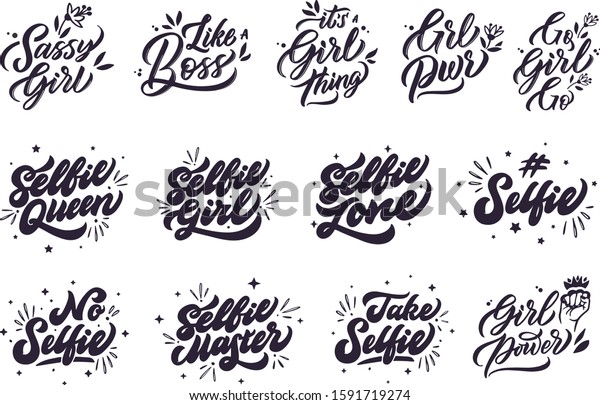 Download Girl Power Phrases Set Calligraphy Bundle Stock Vector Royalty Free 1591719274