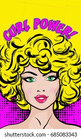 Girl Power. Pop Art Women Vector Illustration. 