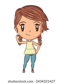Girl power pose showing muscle hand on hip