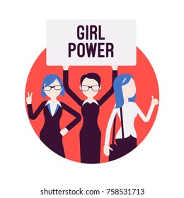 Girl power poster. Business style vector concept illustration