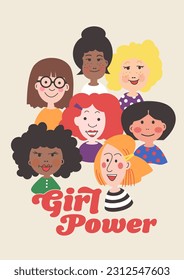 Girl Power, Pride Month 2023, vector illustration in for LGBTQ community celebrations, diversity, equality, gay, lesbian, transgender, queer,  feminism, empowerment, poster, flyer