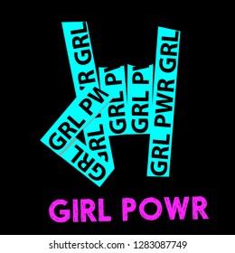 
Girl power. Print with a gesture of the hand of ribbons. Print on a black background for textiles, print, t-shirts, postcards, web and more.