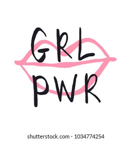 Girl power print template. Vector illustration isolated on white background.