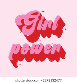 Girl power quote handwritten with bright pink.