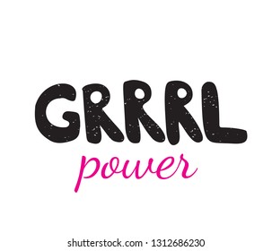 Girl power quote handwritten vector lettering concept. Feminist quote for banner, card, print, t-shirt isolated on white background