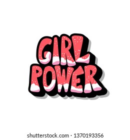 Girl power quote isolated. GRL PWR hand lettering. Feminist slogan. Vector illustration.