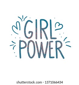 Girl power quote isolated. GRL PWR hand lettering. Feminist slogan. Vector illustration.