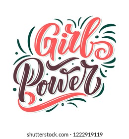 GIRL POWER - quote lettering. Calligraphy inspiration graphic design typography element. Hand written postcard. Cute simple vector sign, hand drawn style. Textile print