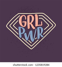 GIRL POWER - quote lettering. Calligraphy inspiration graphic design typography element. Hand written postcard. Cute simple vector sign, hand drawn style. Textile print