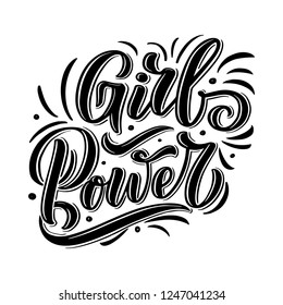 GIRL POWER - quote lettering. Calligraphy inspiration graphic design typography element. Hand written postcard. Cute simple vector sign, hand drawn style. Textile print