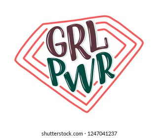 GIRL POWER - quote lettering. Calligraphy inspiration graphic design typography element. Hand written postcard. Cute simple vector sign, hand drawn style. Textile print