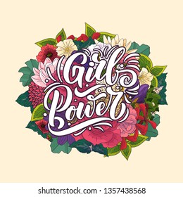 GIRL POWER - quote lettering. Calligraphy inspiration graphic design typography element. Hand written postcard. Cute simple vector sign, hand drawn style. Textile print