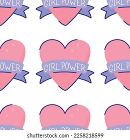 Girl power quote pattern. Grl pwr slogan. Female, feminism symbols.