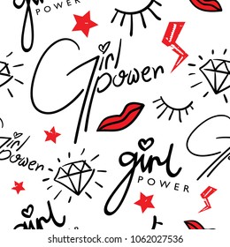 Girl power / Seamless endless repeating fashion pattern texture design