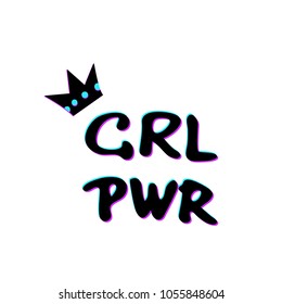 Girl power sign with glitch effect. Vector illustration. 