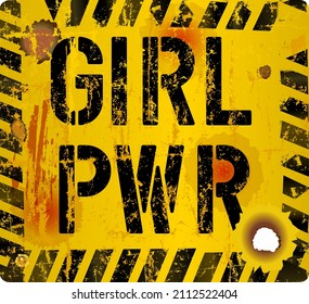 girl power sign, worn and grungy,scalable vector illustration, fictional artwork