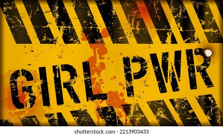 girl power sign, worn and grungy,scalable vector illustration, fictional artwork