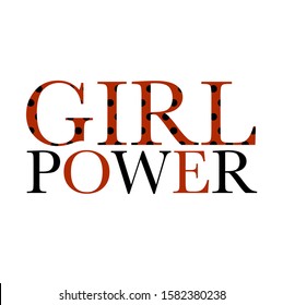 Girl Power slogan in black and red colors. 