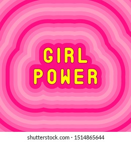 "Girl power" slogan poster. Colorful cute text vector illustration. Fun kawaii style design template.	