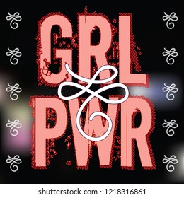 Girl Power Slogan Vector poster on a blurred bokeh background. For sticker, patch, pin or t-shirt print.