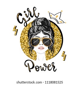 Girl power slogan vector print. For t-shirt or other uses,T-shirt graphics / textile graphic