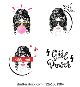 Girl power slogan vector print. For t-shirt or other uses, T-shirt graphics textile graphic