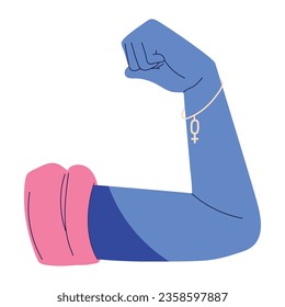 girl power strong arm icon isolated