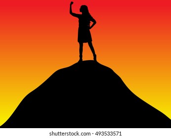 Girl power! Strong and confident woman, winner