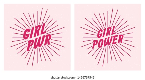 Girl power sunburst illustration. Vector EPS10