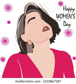  Girl power symbol in flat vector illustration for  Women with  flowers