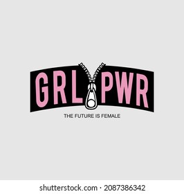 Girl power. Tee print with slogan. Typography for t shirt, hoodie or sweatshirt.